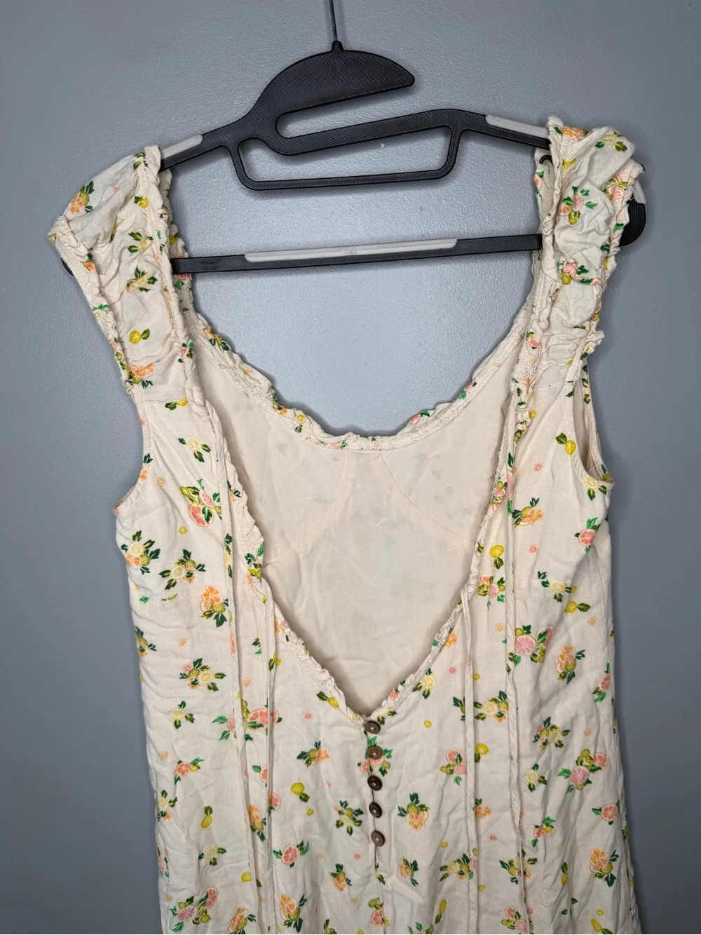Free People Like A Lady Mini Dress Linen Blend Fruit Floral